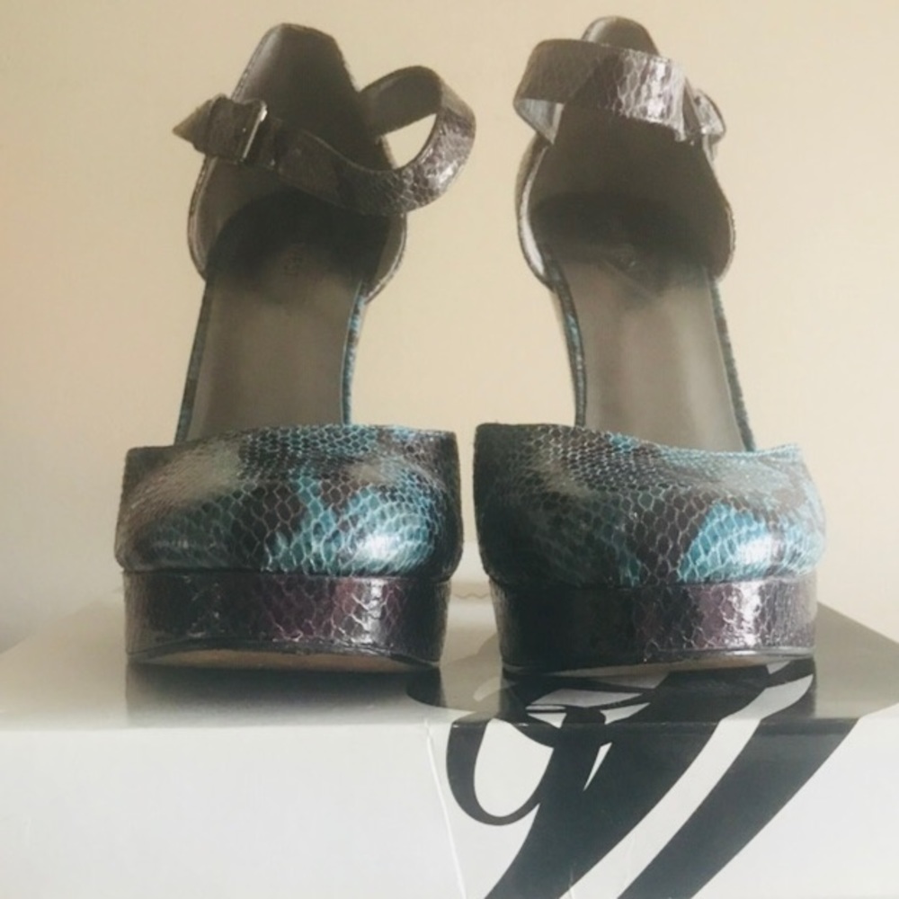 Nine West Strappy Snakeskin Platform